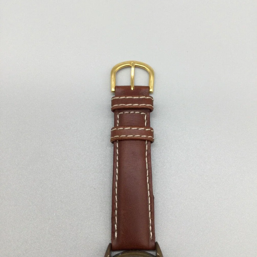 Relic Unisex Watch 34mm Bronze Dial Brown Leather Roman Numeral New Battery